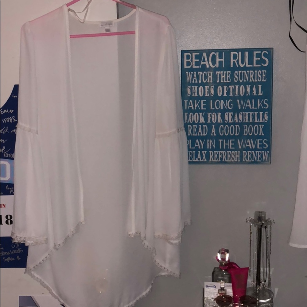 Charming Charlie white flowy cardigan